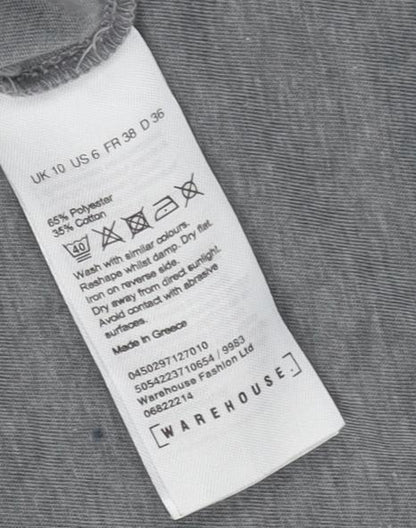 Womens UK Size 10 Warehouse Grey Basic T-Shirt