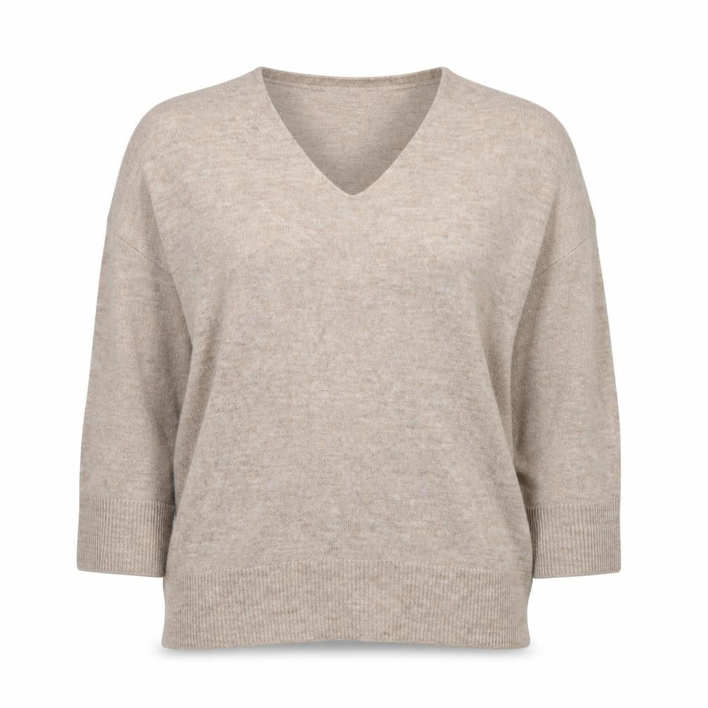 H&M Women's Beige V-Neck Pullover Jumper M