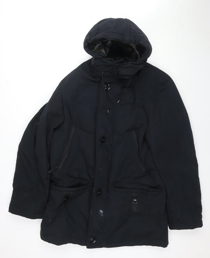 Mens UK Size M Marks and Spencer Black Overcoat