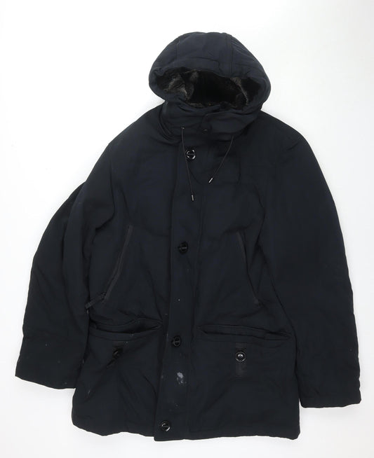 Mens UK Size M Marks and Spencer Black Overcoat