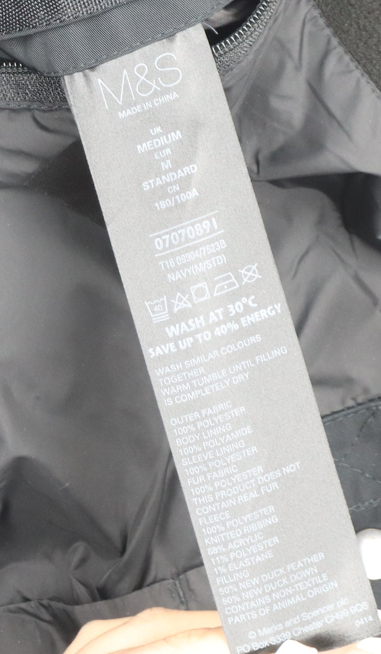 Mens UK Size M Marks and Spencer Black Overcoat
