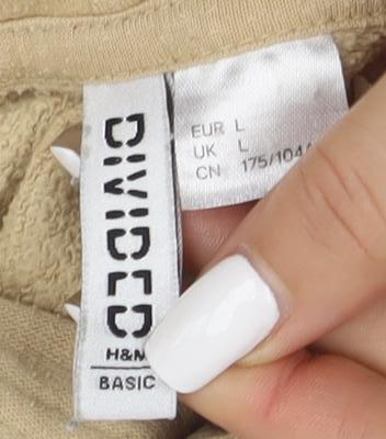 H&M Unisex Beige Pullover Hoodie L Comfortable Casual