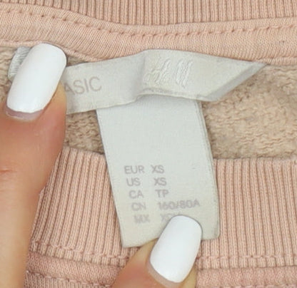 H&M Women's Beige Pullover Sweatshirt XS, Casual, Cotton Blend