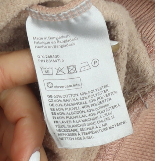 H&M Women's Beige Pullover Sweatshirt XS, Casual, Cotton Blend