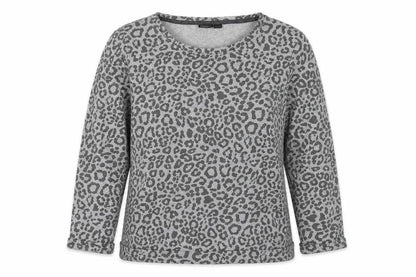 ESMARA Women's Grey Animal Print Pullover Sweatshirt