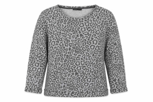 ESMARA Women's Grey Animal Print Pullover Sweatshirt