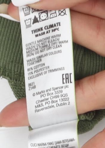 Marks and Spencer Green Unisex Hoodie, Size 8