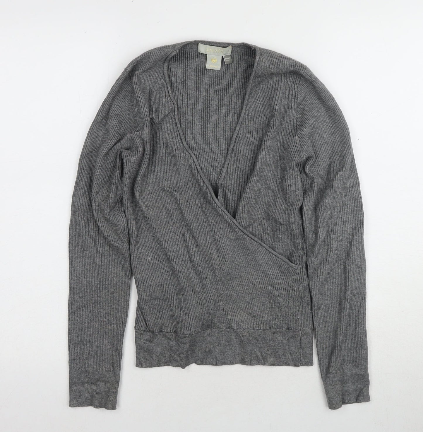 Womens UK Size S Oasis Grey Wrap Jumper