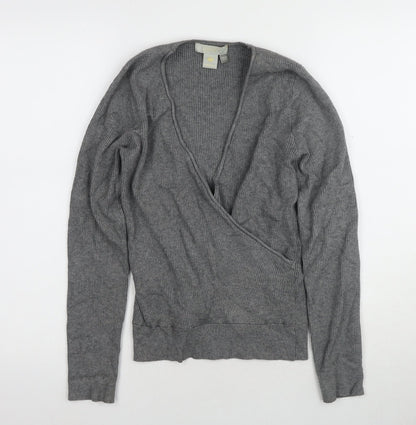 Womens UK Size S Oasis Grey Wrap Jumper