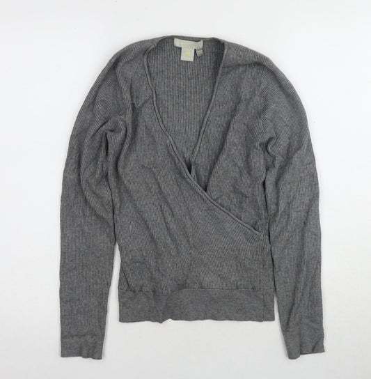 Womens UK Size S Oasis Grey Wrap Jumper