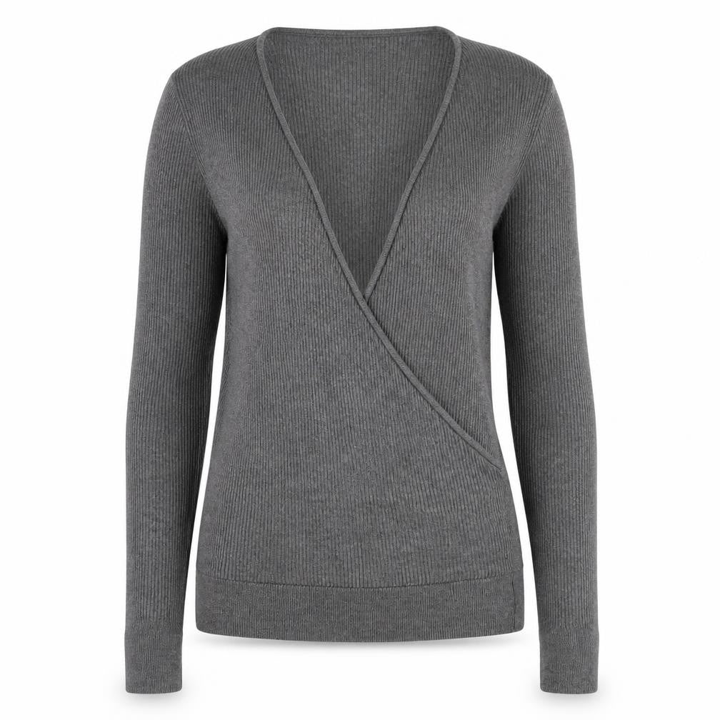 Womens UK Size S Oasis Grey Wrap Jumper