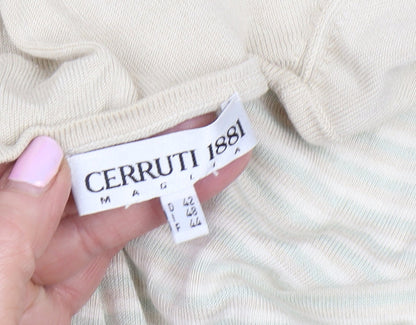 Cerruti 1881 Women's Beige Striped Cardigan Size 14