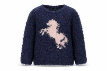 Hatley Girls Blue Animal Print Pullover Jumper 4 Years