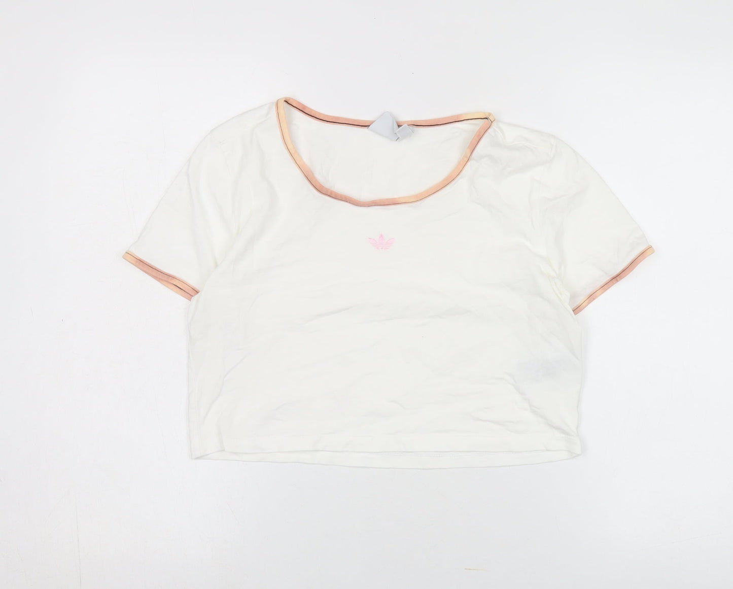 Womens UK Size 16 adidas White Cropped T-Shirt