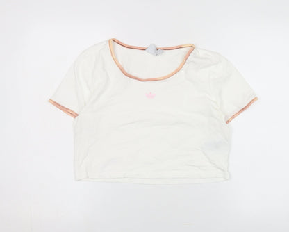 Womens UK Size 16 adidas White Cropped T-Shirt