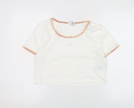 Womens UK Size 16 adidas White Cropped T-Shirt