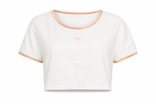Front view of Adidas Women's White Cropped T-Shirt, size 16