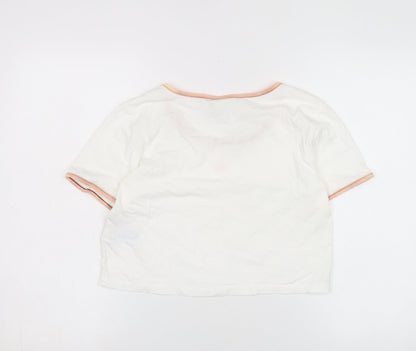Womens UK Size 16 adidas White Cropped T-Shirt