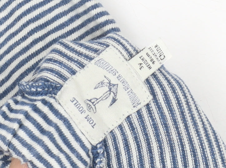 Tom Joule Boys Blue Striped Sweat Shorts, 3 Years, Elastic Waist