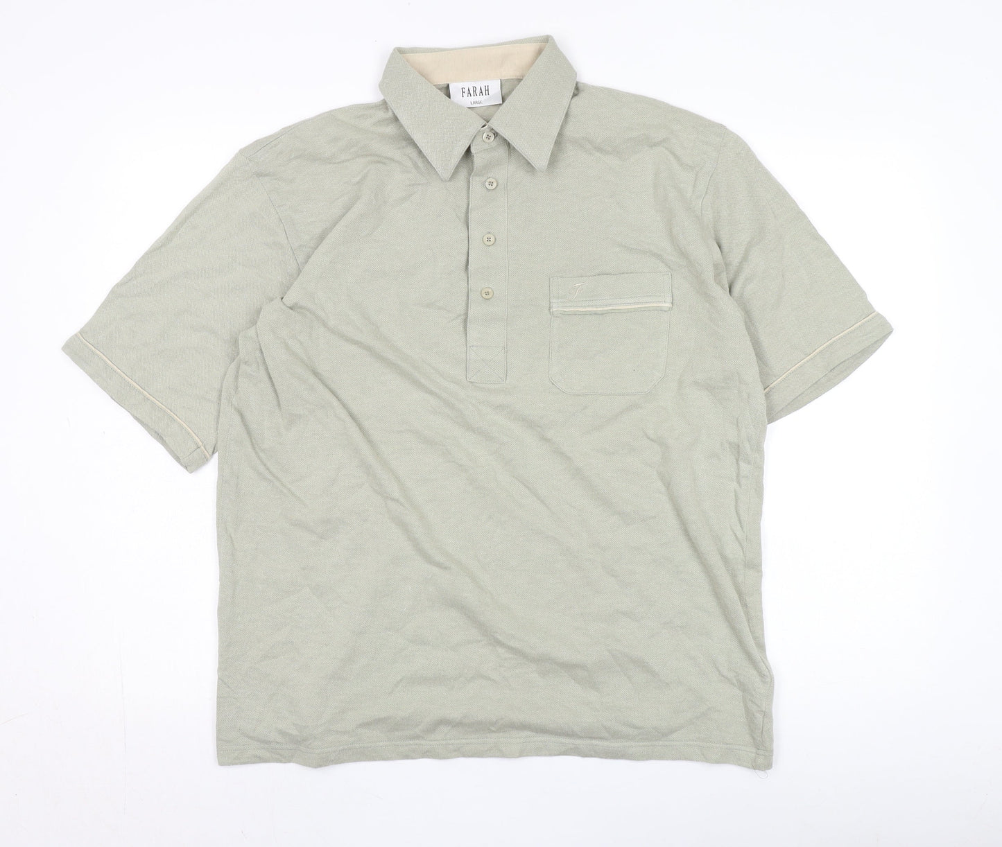 Farah Men's Beige Polo Shirt L - Classic Summer Style