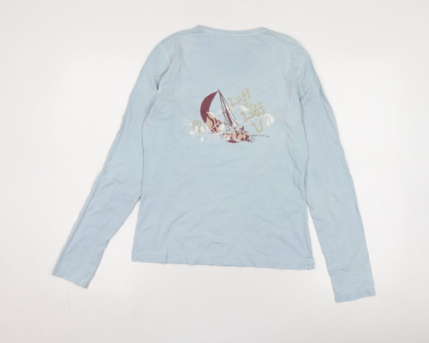Womens UK Size 10 Fat Face Blue Basic T-Shirt