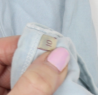 Womens UK Size 10 Fat Face Blue Basic T-Shirt