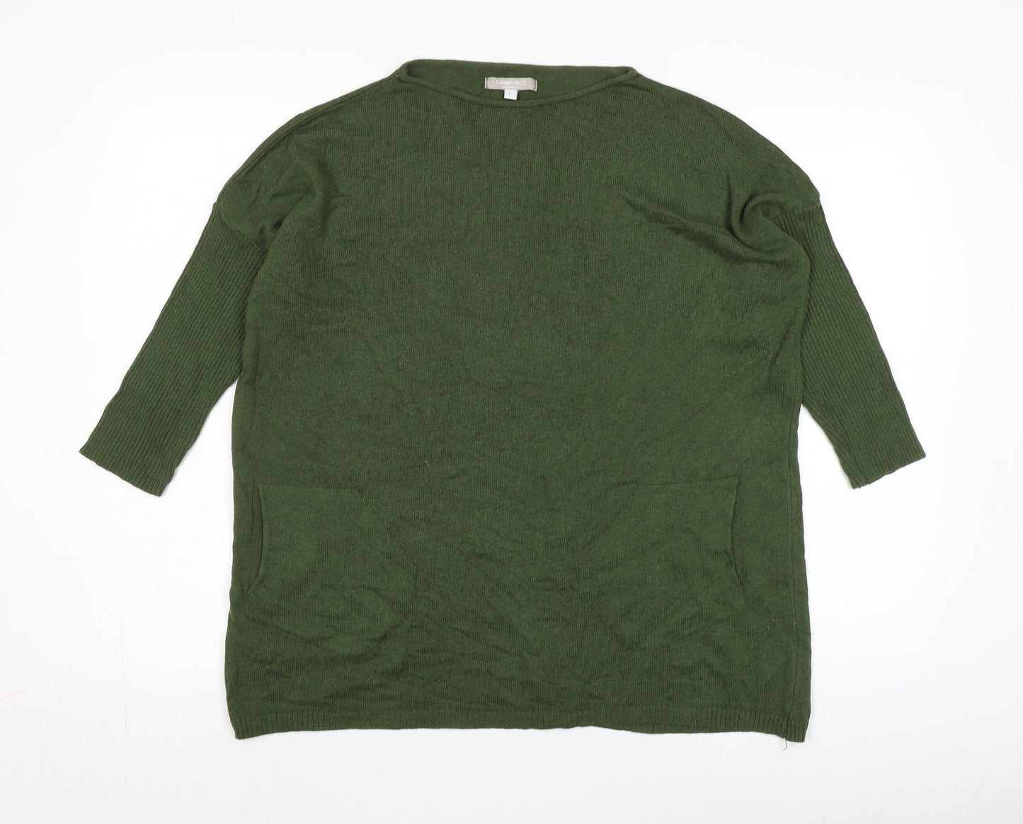 Womens UK Size L Carina Ricci Green Tunic Jumper