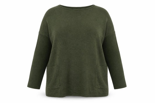 Womens UK Size L Carina Ricci Green Tunic Jumper