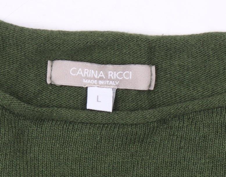 Womens UK Size L Carina Ricci Green Tunic Jumper