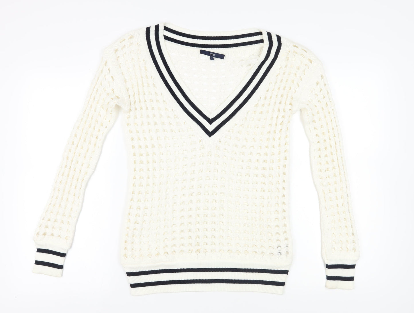 Womens UK Size S NEXT Ivory V-Neck Jumper