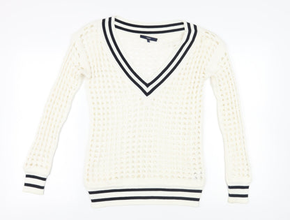 Womens UK Size S NEXT Ivory V-Neck Jumper