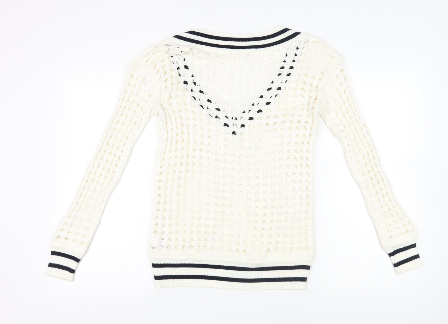 Womens UK Size S NEXT Ivory V-Neck Jumper