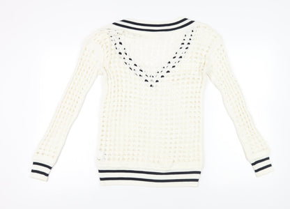 Womens UK Size S NEXT Ivory V-Neck Jumper