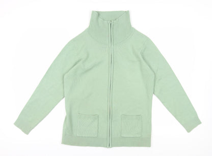 Womens UK Size 14 Damart Green Cardigan Jumper