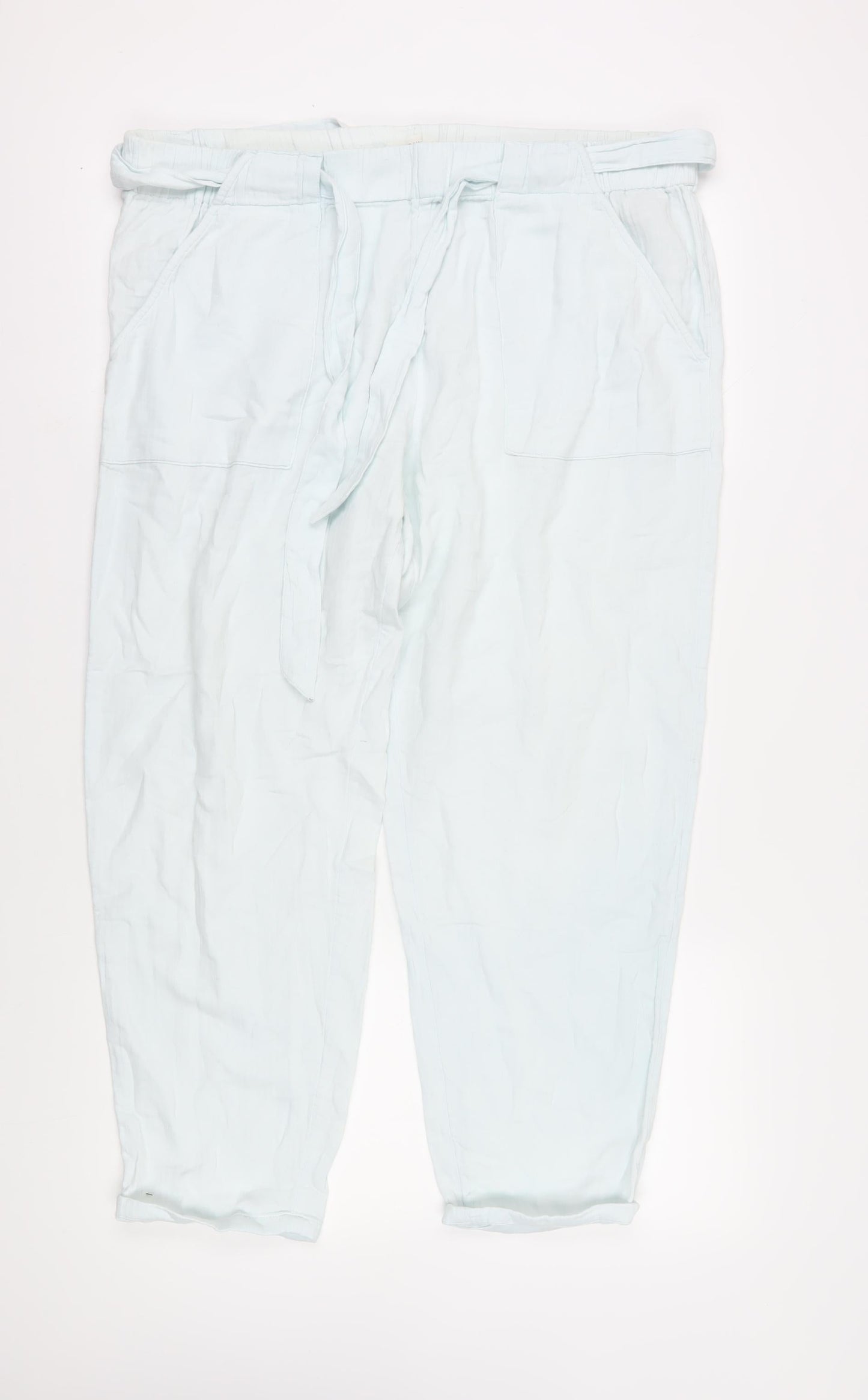 Womens UK Size 20 Marks and Spencer Relaxed Fit Paperbag Ivory Trousers