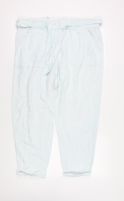 Womens UK Size 20 Marks and Spencer Relaxed Fit Paperbag Ivory Trousers