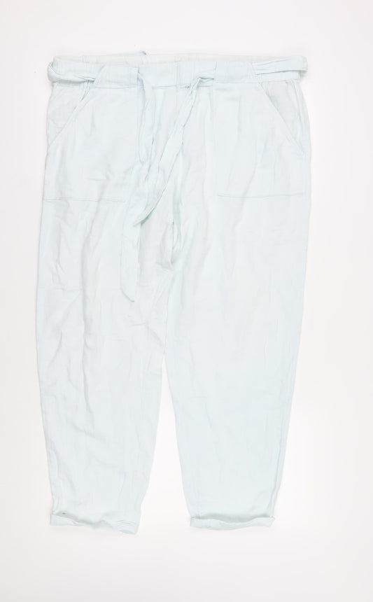 Womens UK Size 20 Marks and Spencer Relaxed Fit Paperbag Ivory Trousers