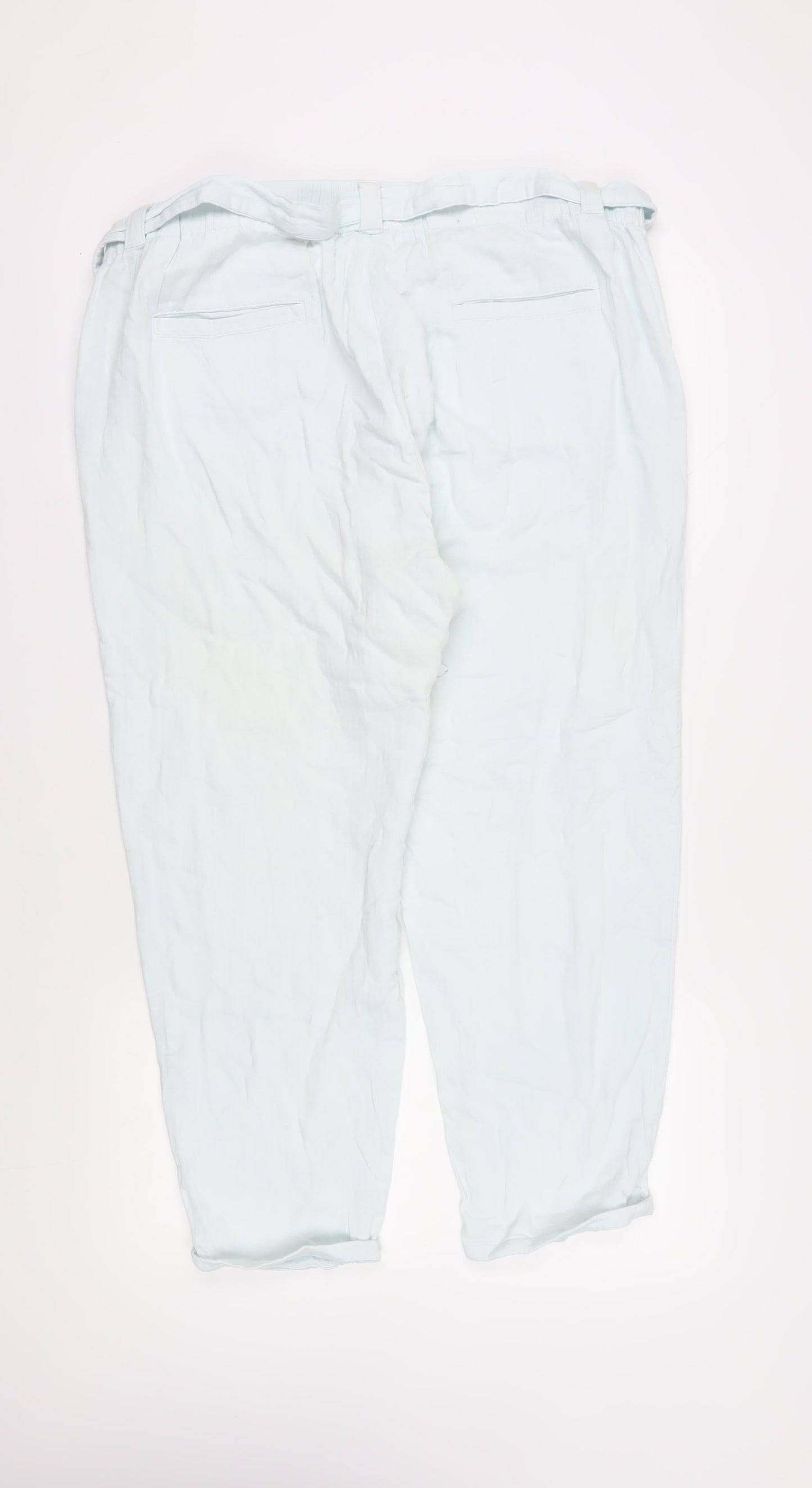 Womens UK Size 20 Marks and Spencer Relaxed Fit Paperbag Ivory Trousers