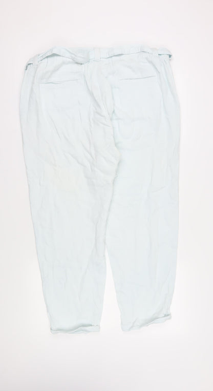 Womens UK Size 20 Marks and Spencer Relaxed Fit Paperbag Ivory Trousers
