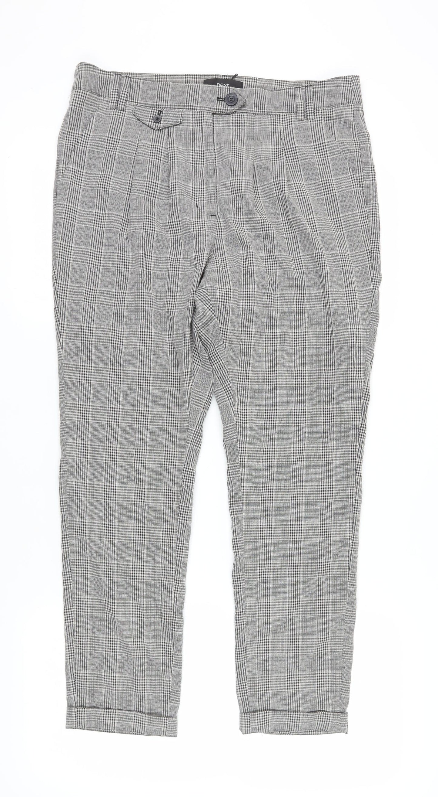 Womens UK Size 14 NEXT Regular Fit Cropped Grey Trousers