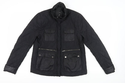 Womens UK Size 10 H&M Black Quilted Coat