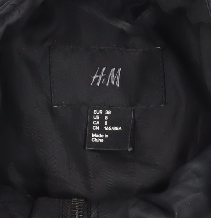 Womens UK Size 10 H&M Black Quilted Coat