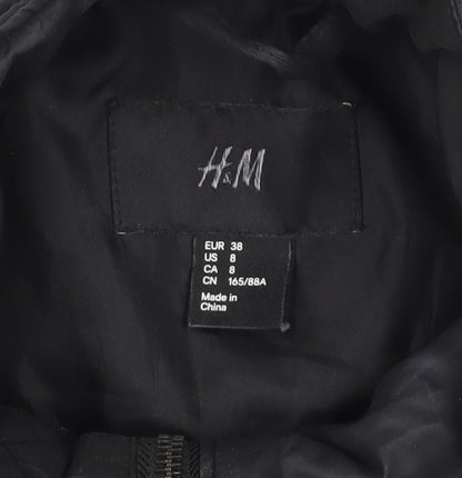 Womens UK Size 10 H&M Black Quilted Coat