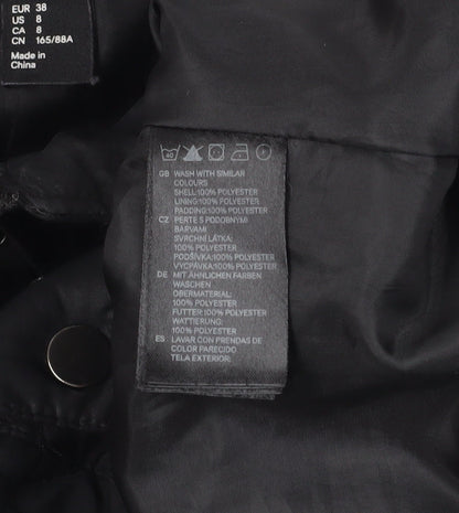 Womens UK Size 10 H&M Black Quilted Coat