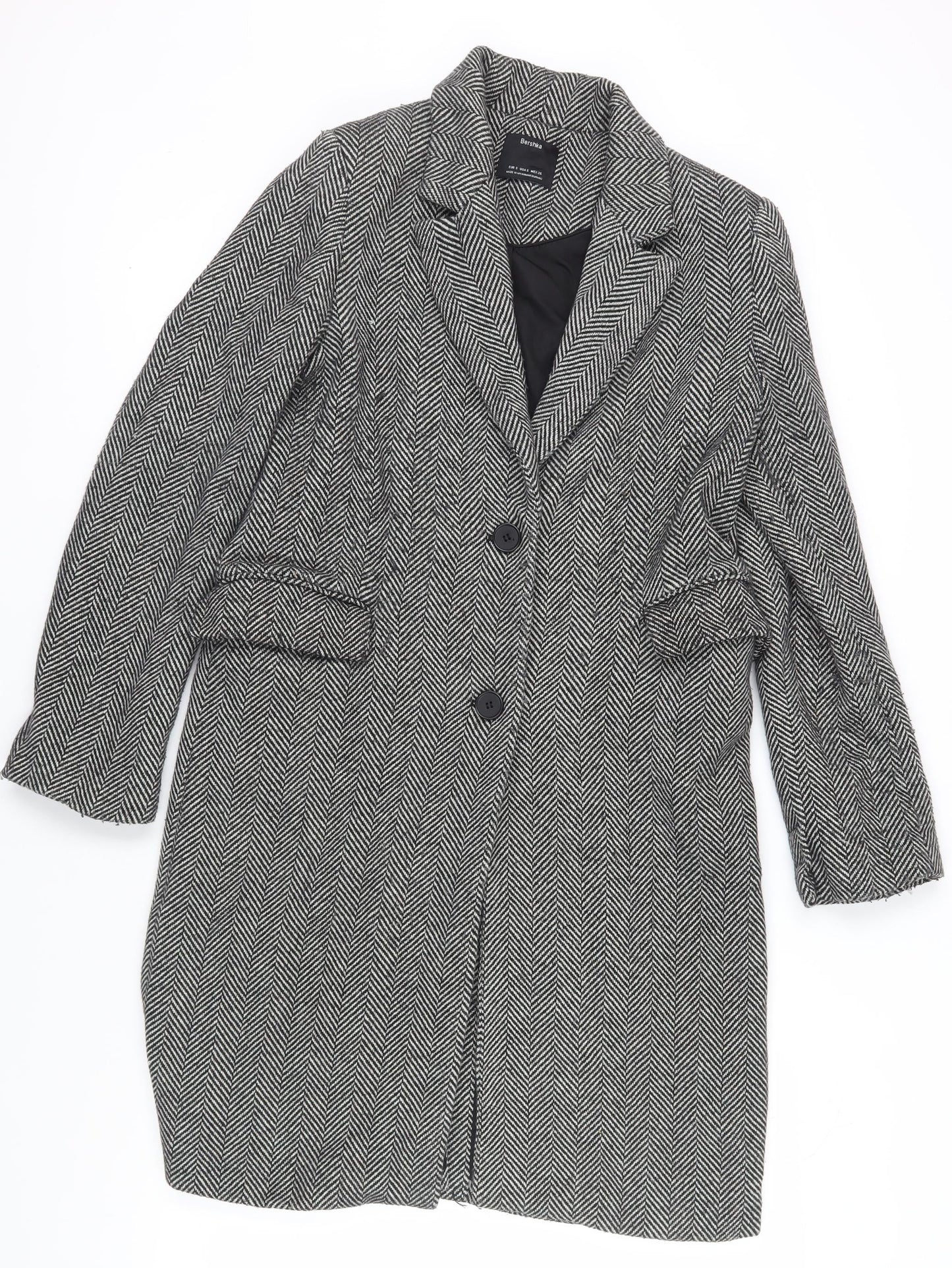 Womens UK Size 8 Bershka Grey Overcoat