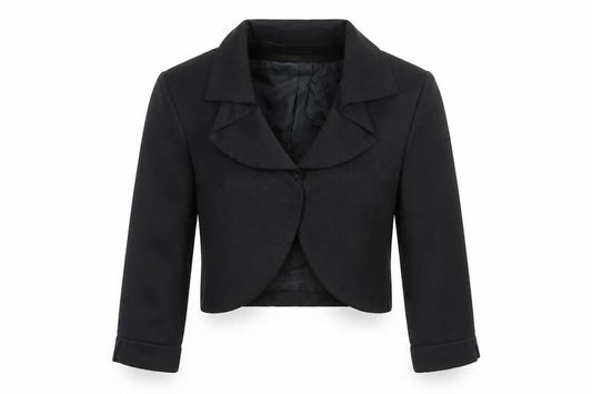 Front view of Roman Originals Women's Black Cropped Blazer, size 10