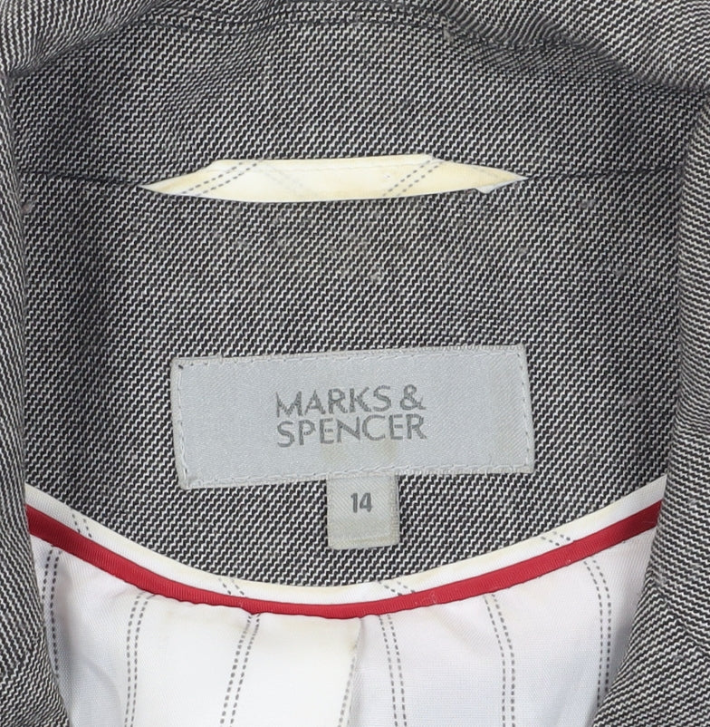 Marks and Spencer Women's Grey Suit Jacket Size 14