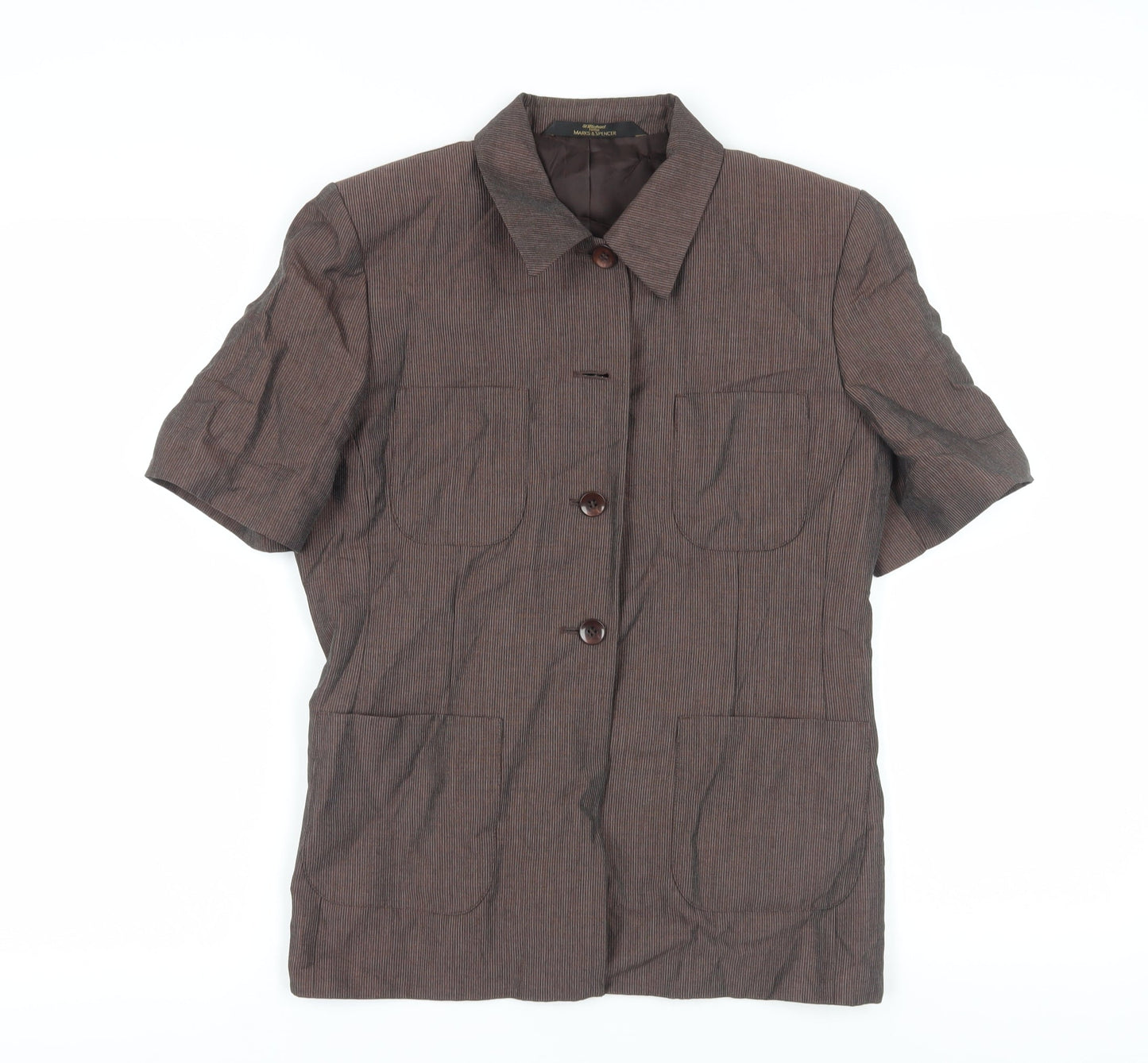 Marks and Spencer Women's Brown Pinstripe Blazer Size 12