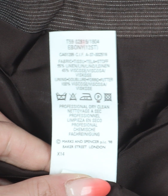 Marks and Spencer Women's Brown Pinstripe Blazer Size 12