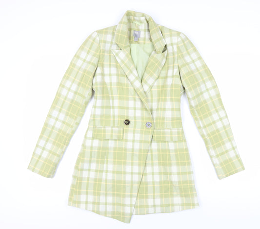 ASOS Women's Green Check Double-Breasted Blazer Size 6